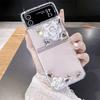 For Samsung Galaxy Z Flip 5 High-end Camellia With Rhinestone Transparent Fashion Girl PC Phone Case