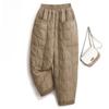 Women Winter Down Cotton Trousers Large Size Loose Elastic Waist Thickened Warm Casual Pants
