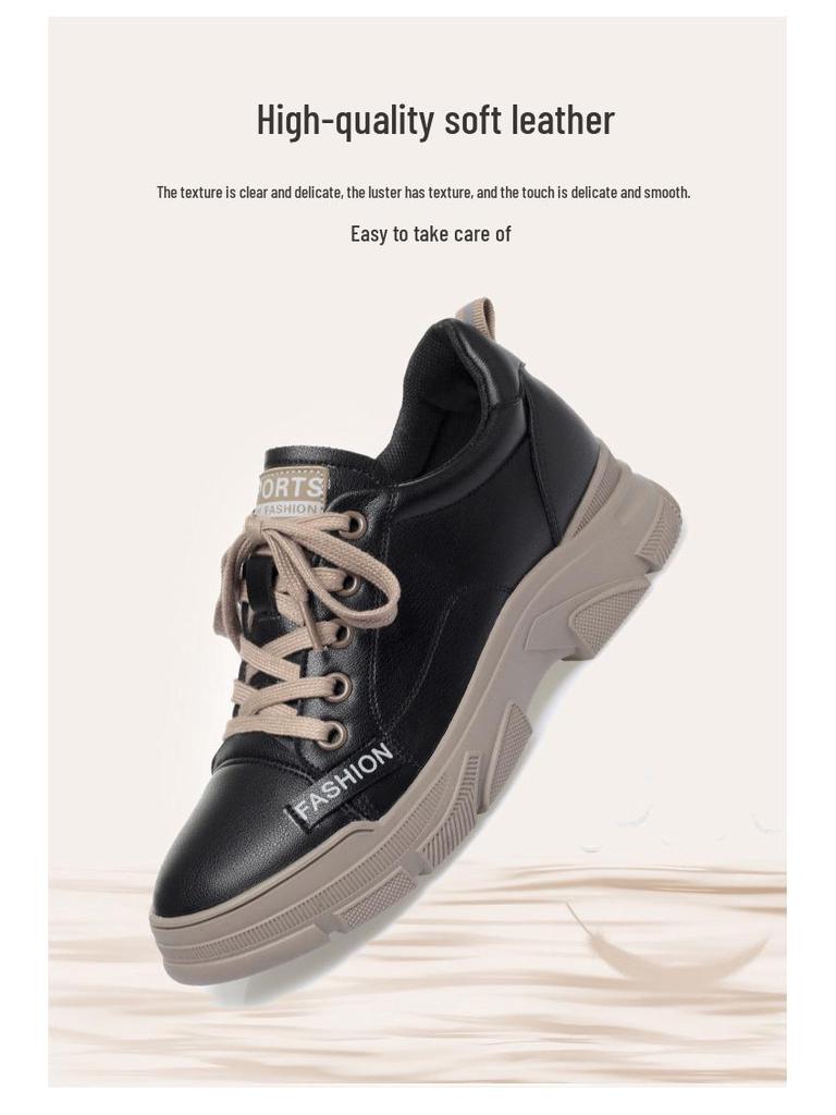 Женские белые кроссовки на шнуровке Весна 2024 - Универсальные, мягкие и с толстой подошвой, повседневные кроссовки