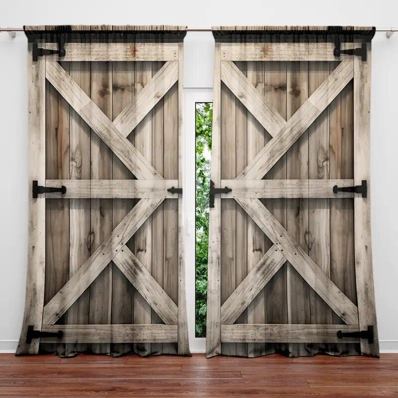 2 шт. штор с принтом под светлое дерево, шторы с кулиской 42*84, украшение дома, украшение комнаты