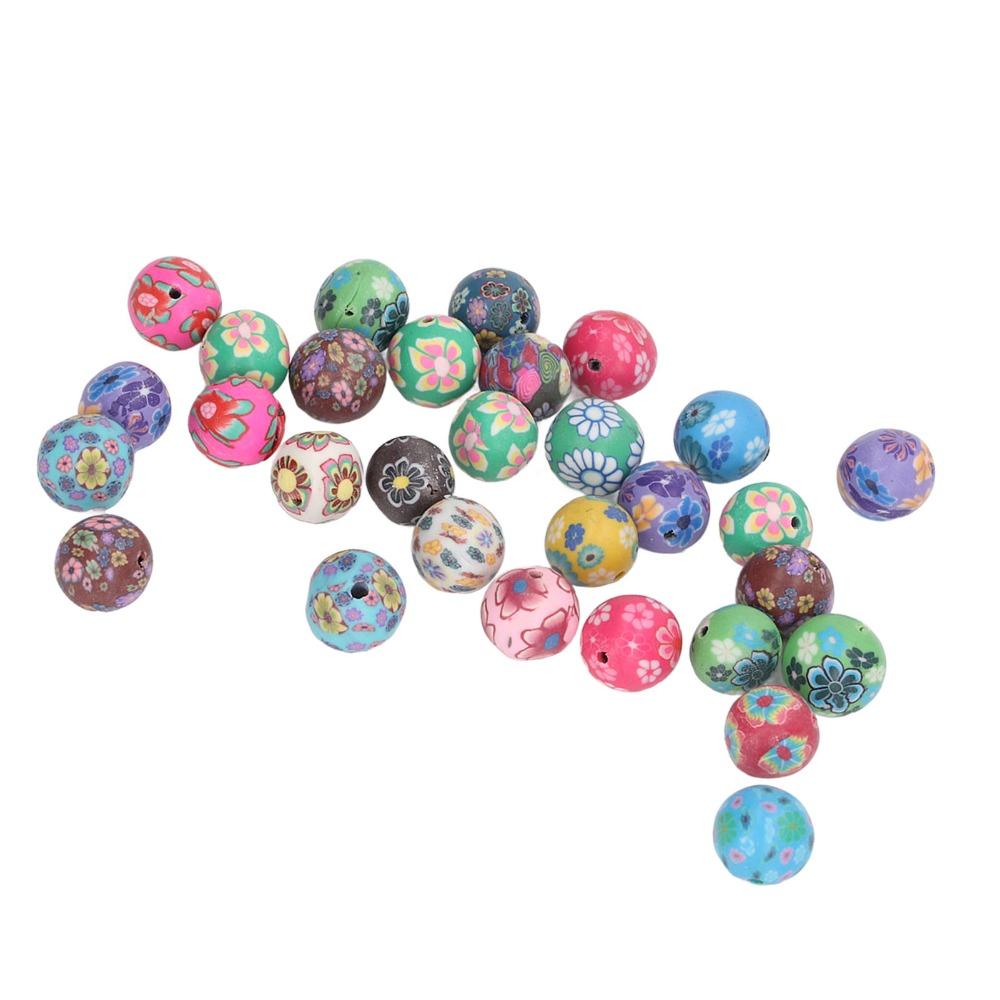200pcs Handmade Clay Round Beads Assorted Colorful Spacer Beads For Jewelry Making