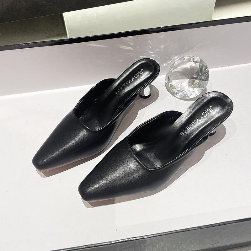 Тапочки Baotou полутапочки женские весна-осень 2024 года новая корейская версия классных тапочек на высоком каблуке с острым носком на тонком каблуке модные туфли muller