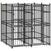 VidaXL Outdoor Dog Kennel Steel 3.69 M², Black, Powder-coated Steel, 192 X 192 X 200 Cm (L X W X H)