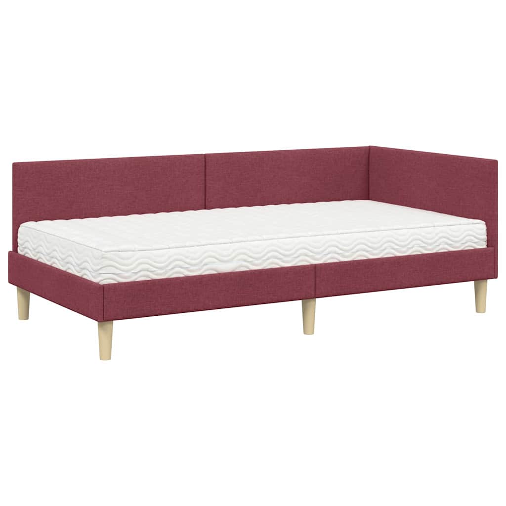 Corner Bed Frame with Mattress Other 2 pcs Grey Fabric