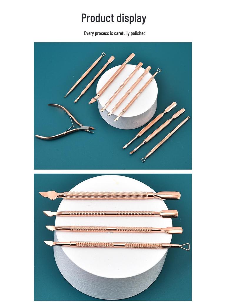 Rose Gold Stainless Steel Cuticle Remover & Pusher Manicure Tool Set