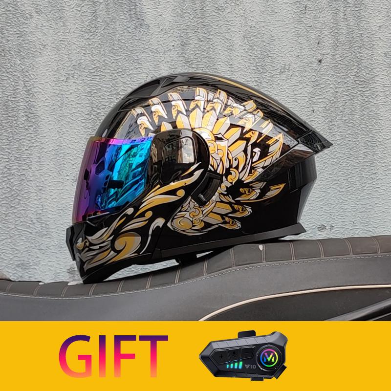 ORZ Мотоциклетный шлем Модульный шлем-флип с двойным визором Полнолицевой шлем Поставляется с Bluetooth-наушниками Модель 103