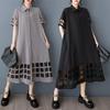 2025 Spring Summer Shirt Dress Plus Size Women Casual Vintage Long Dress Loose Basic Hollow Dress
