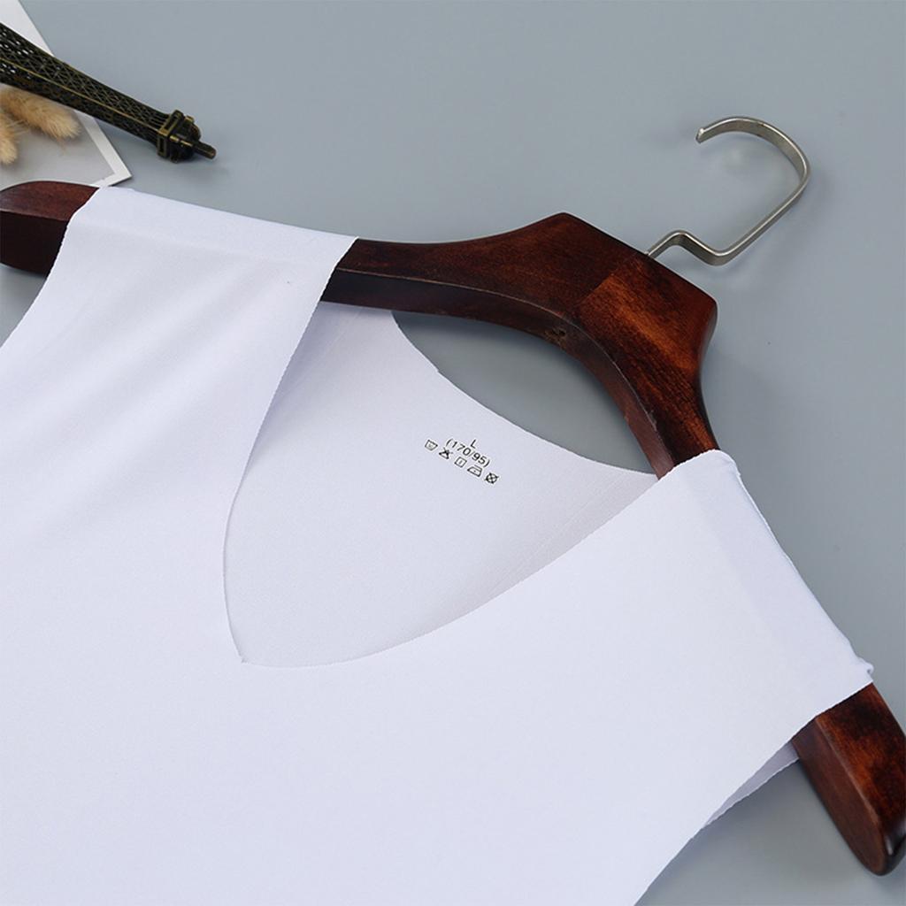 Мужской летний тонкий дышащий цветной топ без рукавов из ледяного шелка с v-образным вырезом