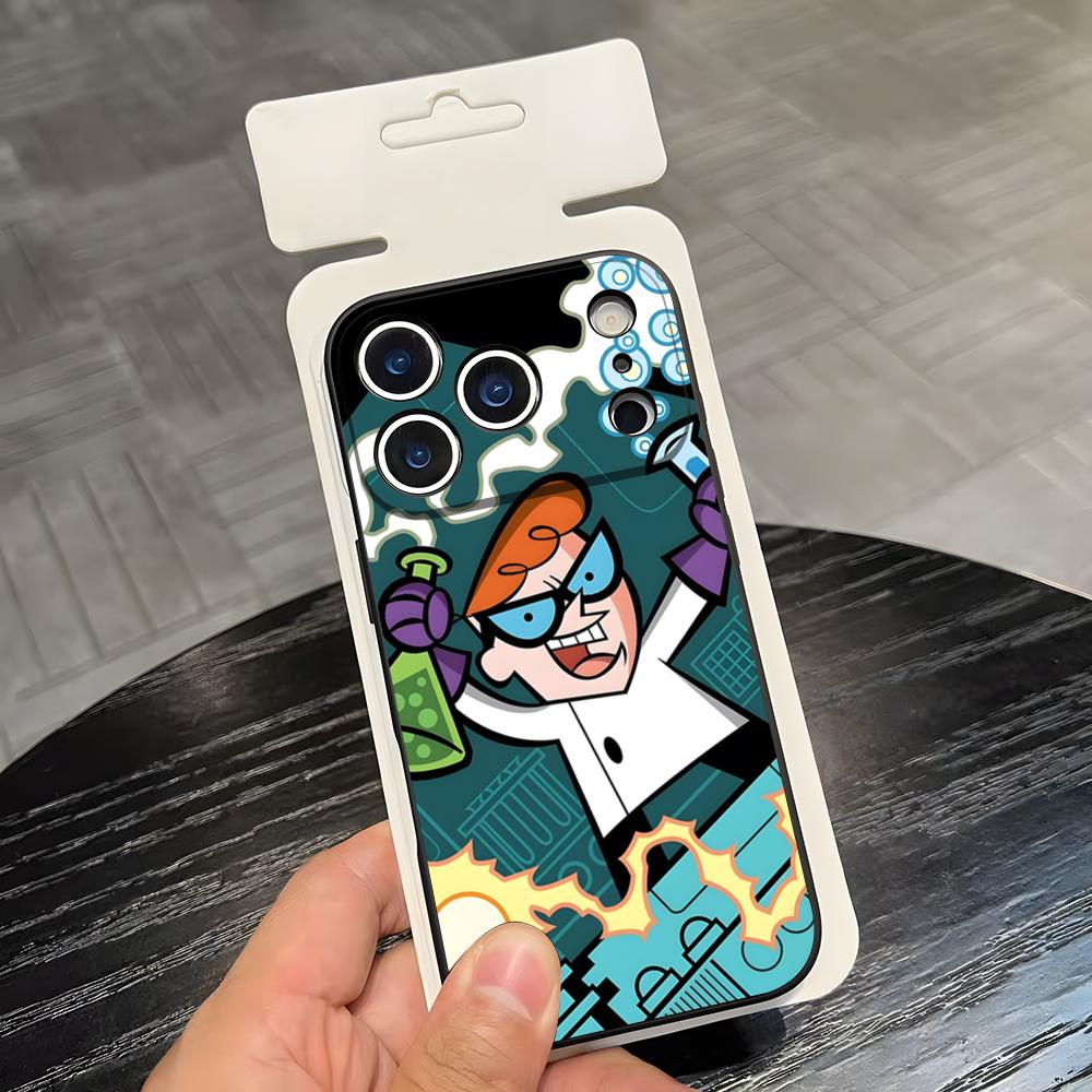Мультяшный чехол для телефона Декстерс Лаборатория Для IPhone 17 Air 16 E Pro Max 15 14 13 Mini 12 Pro 11 Max Plus Черный Мягкий корпус