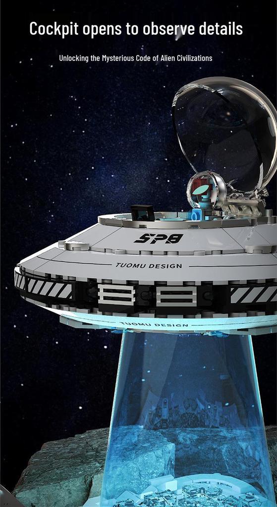 Строительный блок Tuomu T3012 - Модель межзвездного НЛО-космического корабля - Совместим с Lego - Образовательная головоломка, модель для демонстрации