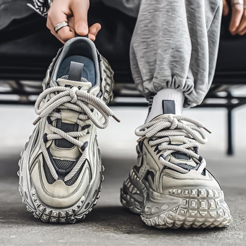 Spring Men's Shoes New Breathable Mesh Youth Sports Shoes Men's Trend Versatile Tire Sole Platform Dad Shoes Men