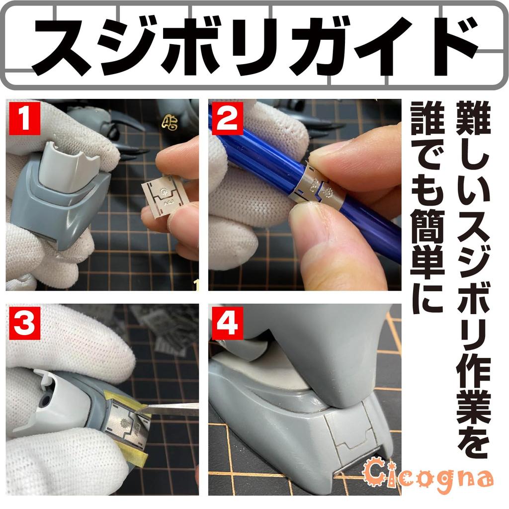 Gunpla Groove Groove Set of Etching Plastic Detail Hobby [Cicogna] Guide, Guide, 2, Guide, Template, Ruler, Model, Model, Up,