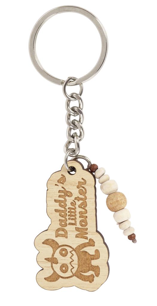 Inkdotpot Забавный брелок для ключей Папин маленький монстр с гравировкой на дереве на день рождения