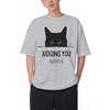 Judging You Silently Print T Shirt Men Women Sarcastic Humor Streetwear Short Sleeve Harajuku Cat Tee Male 100 Cotton Fun Shirt
