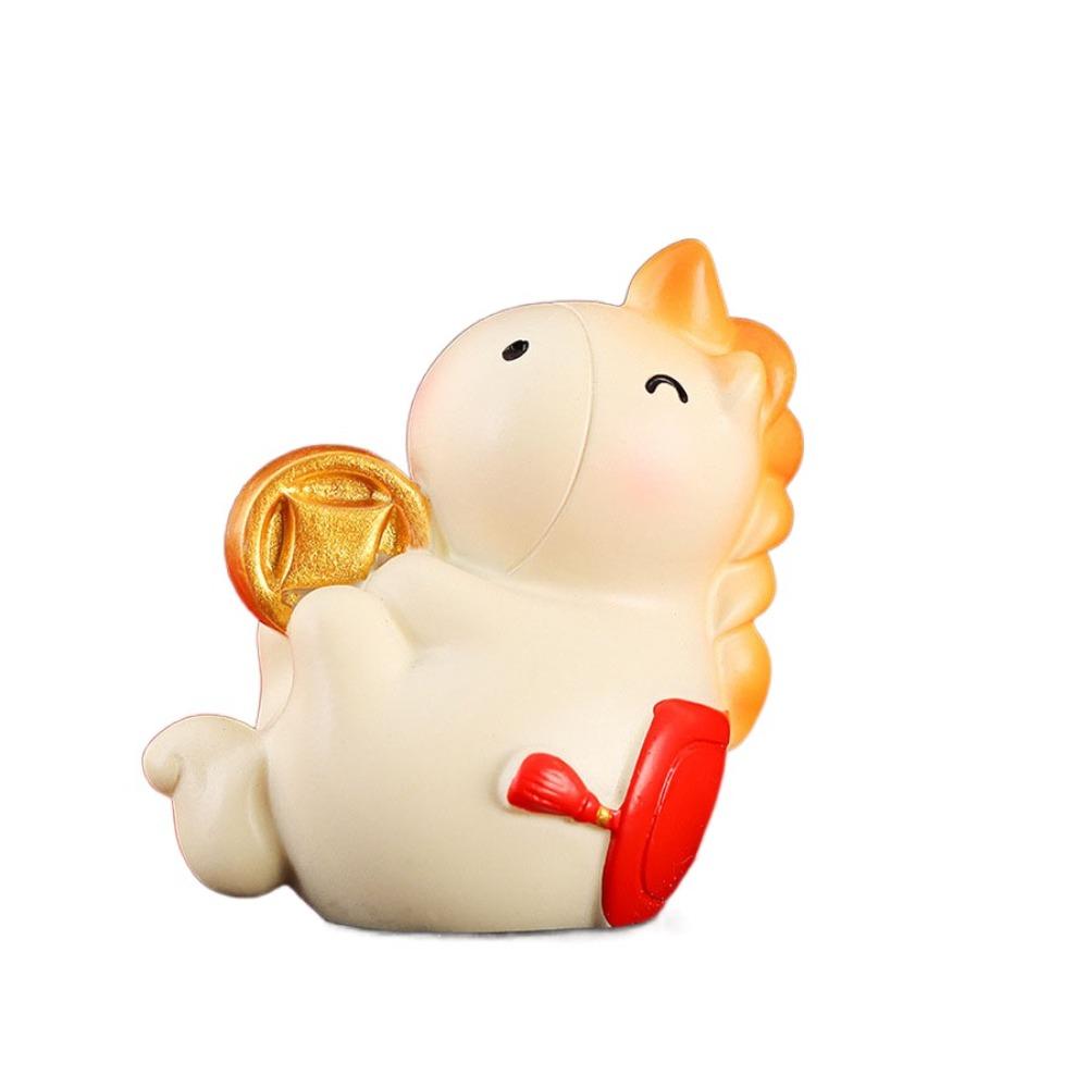 Resin Horse Figurine Chinese Style Zodiac Ornaments Vivid New Year Mascot Miniature Office