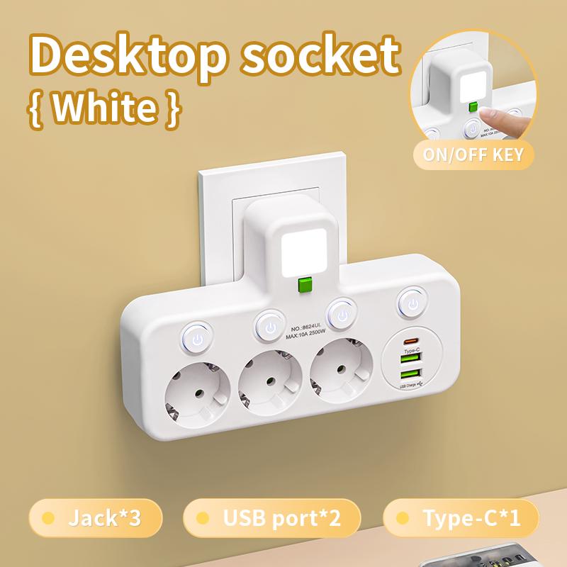 Сетевой фильтр с вилкой EU – 2 версии: Стандартный или с USB Type-C, Настенное зарядное устройство для дома и офиса