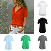 Women Solid Loose Tops Chiffon T-shirt Blouse Shirt Short Sleeve Summer Fashion V Neck Casual New Tees Ladies