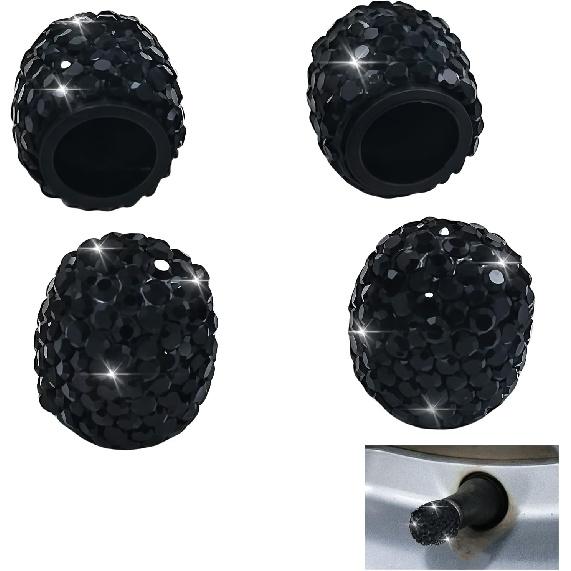 4PCS Rhinestone Tire Valve Caps, Tire Valve Caps, Car Accessories for Women, Anti-Corrosion, Shiny Decoration, AC-6-112 Suitable for All Kinds of