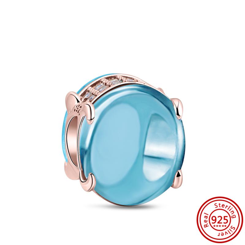 925 Silver Hermit Crab Gecko Jellyfish Dolphin Turtle Pendant Sky Blue Beads Fit Original Charms Bracelet Europe Jewelry