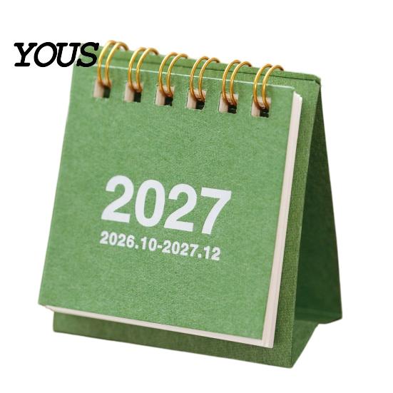 Функциональный настольный календарь для планирования Мини 2026-2027, Окт 2026 - Дек 2027, Стоячий, Перекидной, Маленький, Милый, Цветной, 14 Месяцев, Настольный, На пружине