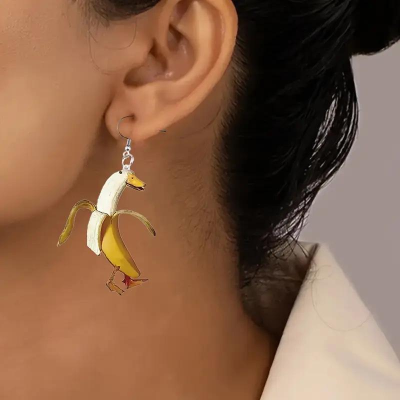 Странные банановые утки креативные смешные серьги