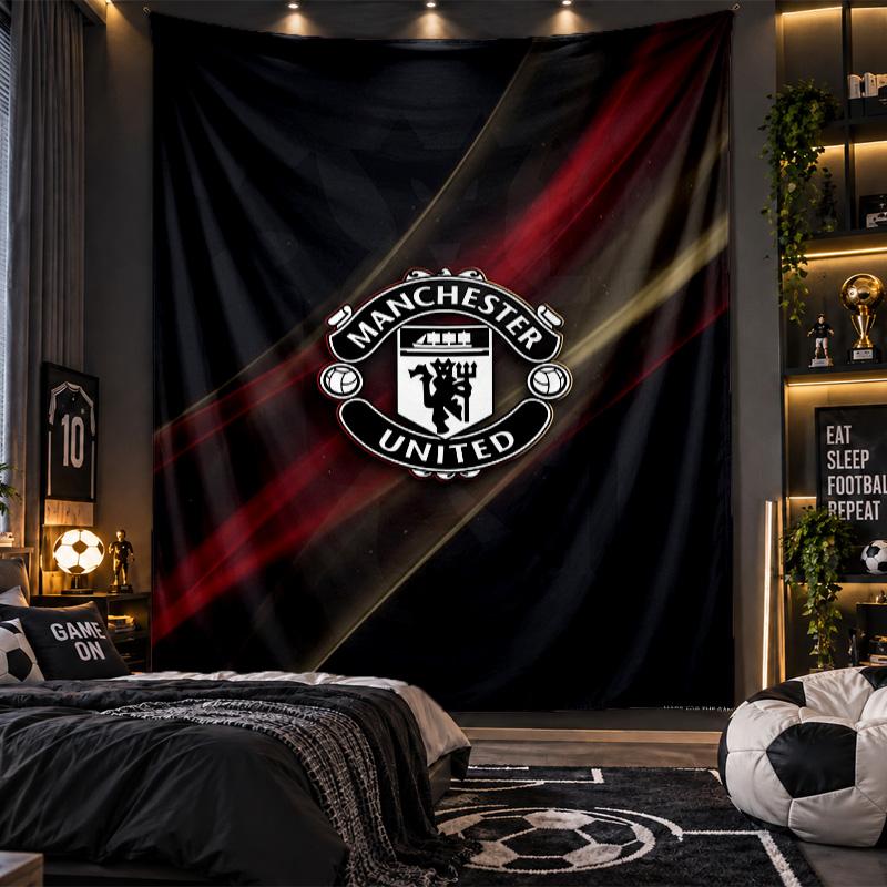 Wall Hanging Tapestry Manchester United FC Print Cloth for Living Room Bedroom Home Decor
