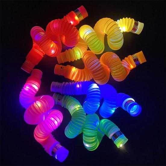12 Pcs Glow Sticks Party Favors LED Light Up Pop Tubes Kids Toy Glow In The Dark Necklaces Bracelets Party Supplies for Birthday Christmas