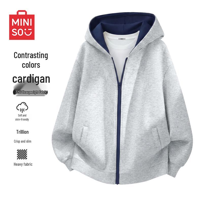 MINISO Толстовка с капюшоном на молнии, цветные блоки