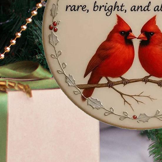 Red Birds Christmas Ornaments Round Acrylic Red Bird Hanging Ornaments for Christmas Tree Friendship Keepsake for Best Friends Sisters Soulmates