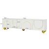 TV Cabinet, Lowboard with Structured Doors, TV Furniture with Drawers, Open Compartments, Golden Handles and Golden Feet.[OLD SKU: WF530901902WAA]