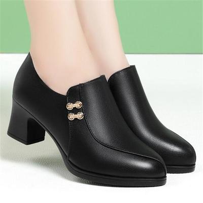 Модная обувь на толстом каблуке, туфли-лодочки с глубоким вырезом, женская обувь, новая, из натуральной кожи, женская офисная обувь для вечеринок