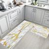 Luxury White and Gold Marble Kitchen Mat Soft Thickened Kitchen Floor Mat Waterproof Non-slip Oil-proof Floor Mat Runner Rug