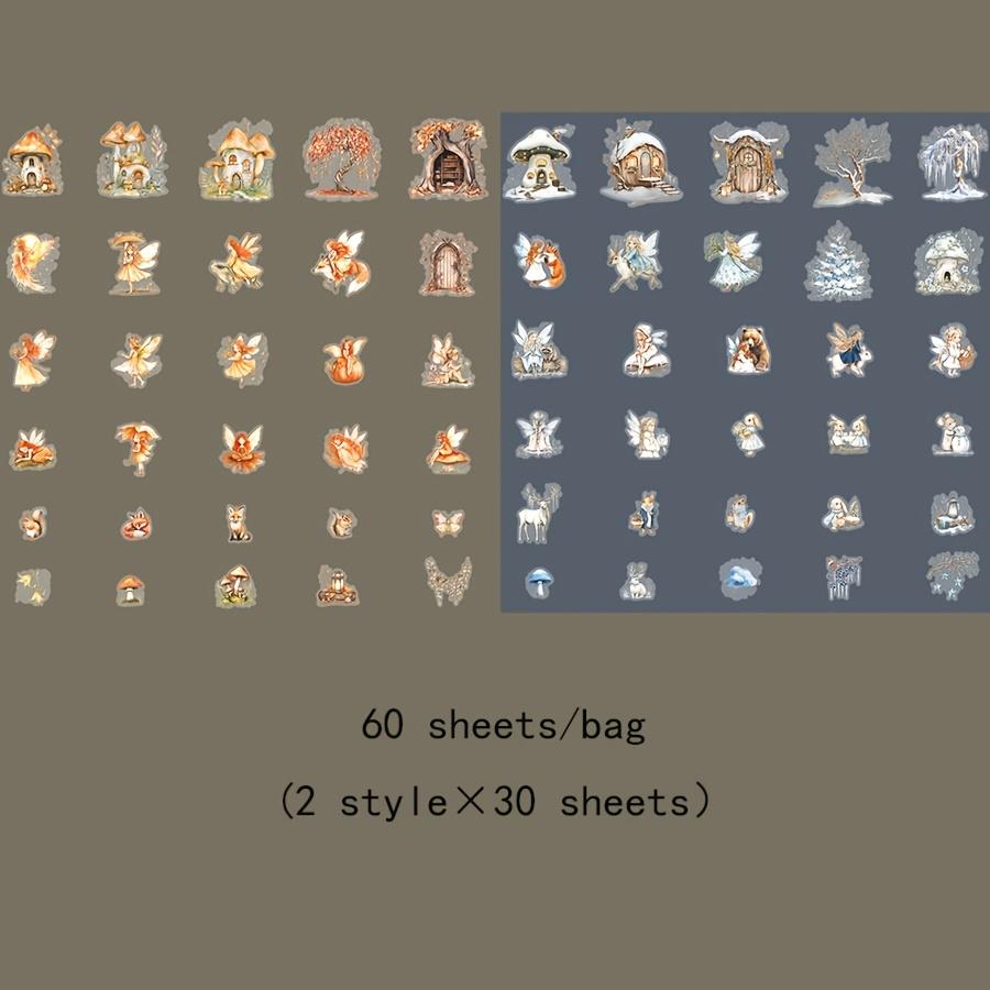 4 Style 30Sheets/bag European Vintage Fairy Scene Stickers Character Hand Account Landscape Tape Creative Collage DIY Decoration