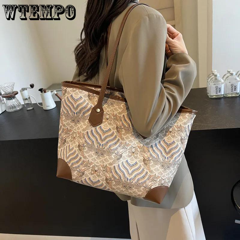 WTEMPO Chinese-style Large-capacity High-end Niche Design Women's Tote Bag New Commuter Single-shoulder Bag for Women