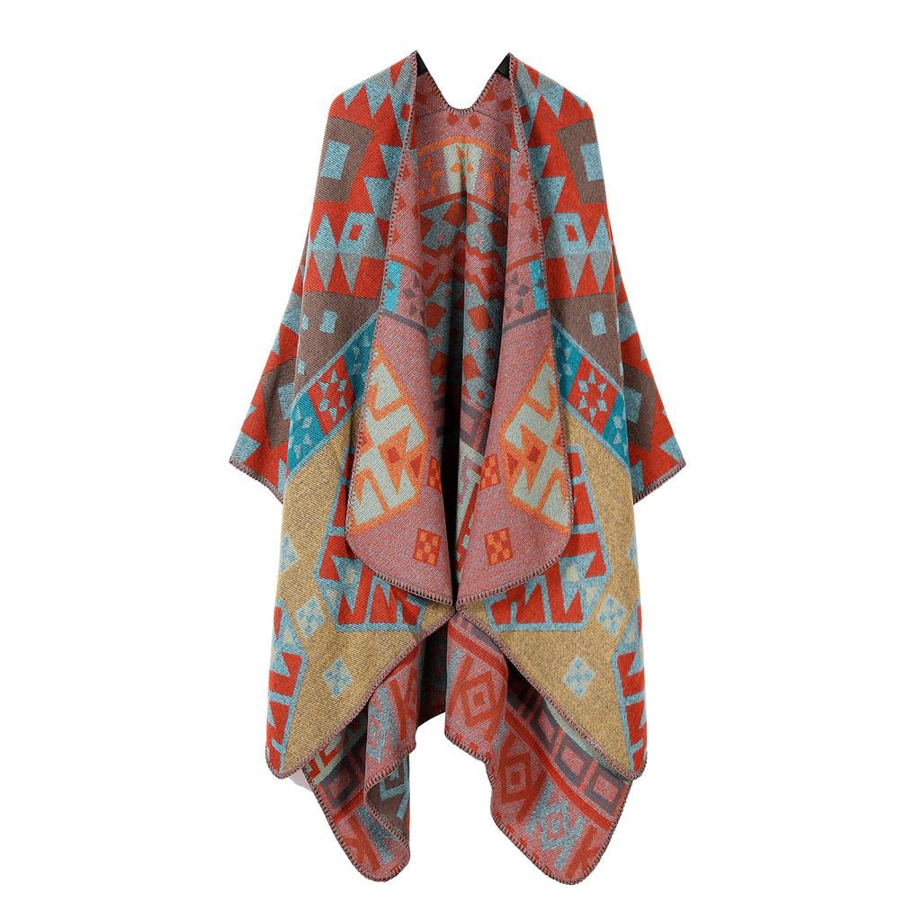Trendy Retro Shawl Western Sichuan Travel Wear A Big Cape Summer Ethnic Style Knitted Shawl Cape