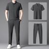 Мужской летний комплект из ледяного шелка: поло и брюки/шорты - Стиль Business Casual, две части