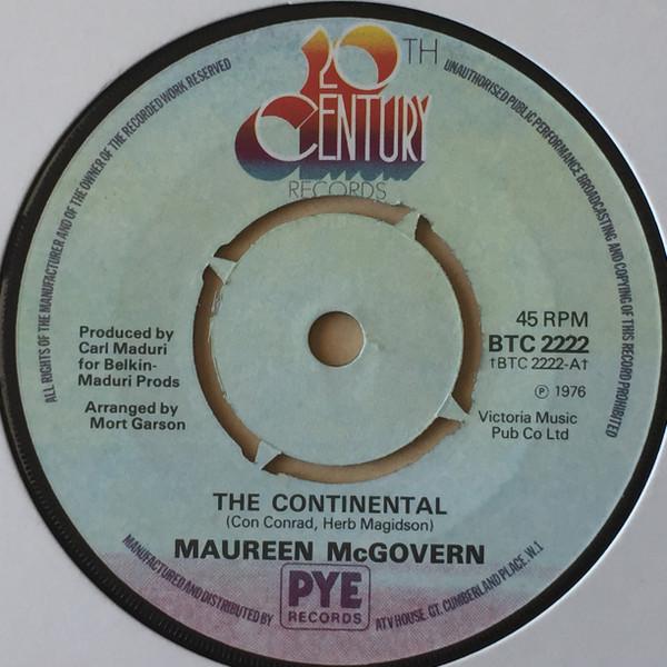 7-дюймовая пластинка MAUREEN MCGOVERN - Continental BTC2222 20th Century Re 1976 UK Pop Б/у