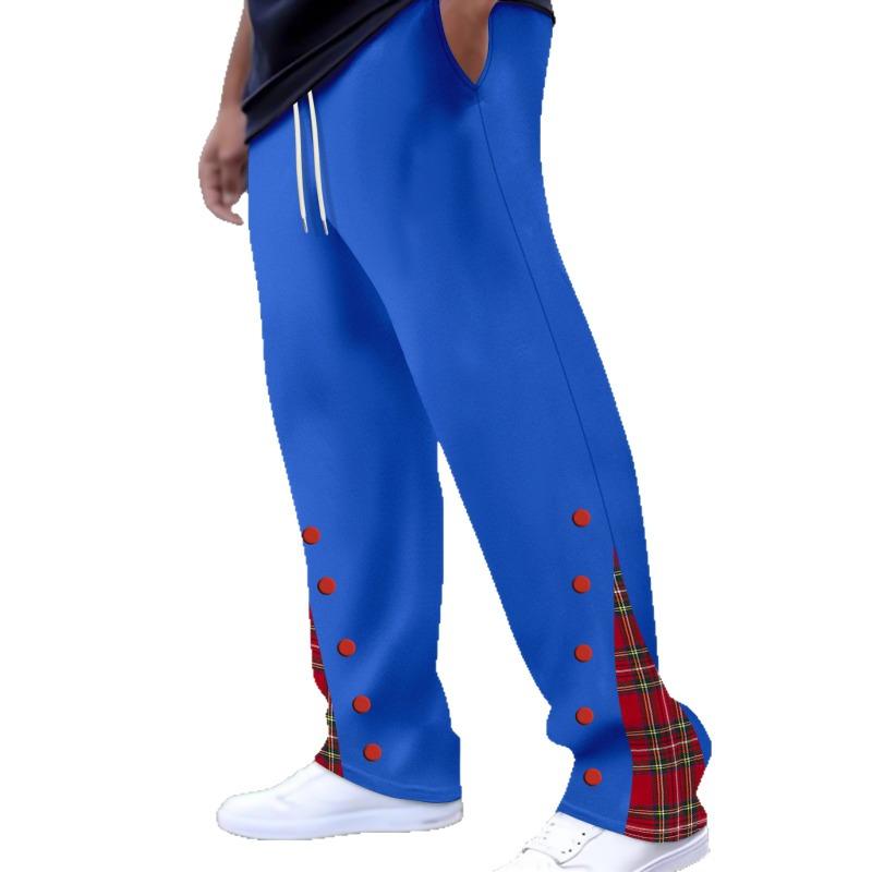 Men's SweatpantsNew Men's Buttoned Webbing Casual Pants Funky Straight Pants Outdoor Trousers