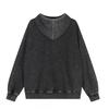Streetwear Hoodie Men Women Zip-up Sweatshirt With English Patch Loose Fit Washed Vintage Casual Couple Outerwear