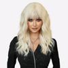 Парик Icy Platinum длиной до плеч — предварительно уложенные волнистые синтетические волосы с прямой челкой, термостойкий парик для косплея и костюмированной вечеринки