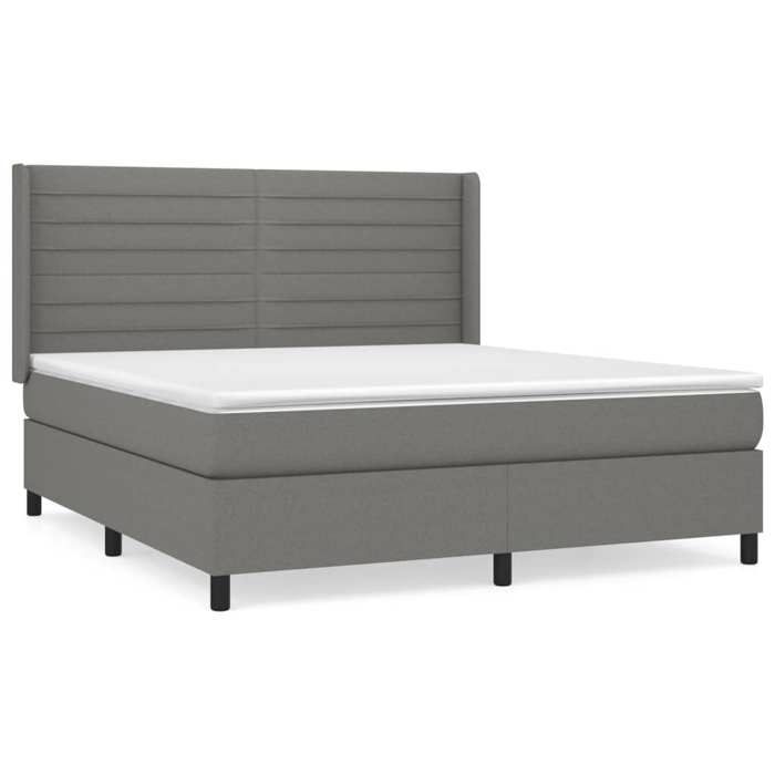 Maison Exclusive - Sommier à lattes de lit avec matelas Gris foncé 160x200cm Tissu