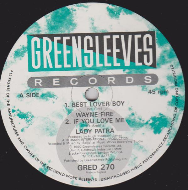 12inch Record WAYNE FIRE / PATRA - Best Lover Boy / If You Love Me GRED270 Greensleeves Re 1990 UK Reggae, Ska & Dub Used