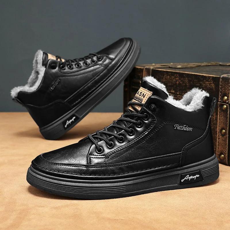 Male Winter Sneaker Shoes Lace Up Platform Men's Snow Sport Boots Casual High Quality Comfortable Fashion Brands New In Fleece