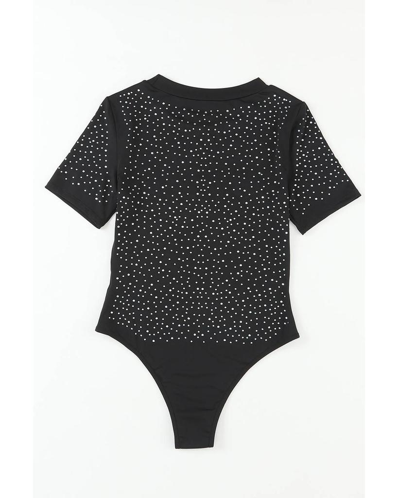 Azura Exchange Боди с короткими рукавами, украшенное стразами