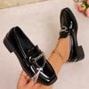Fashion Patent Leather Platform Heeled Small Leather Shoes Small Man Vintage Mary Jane Heightened Block Heel Shallow Loafers