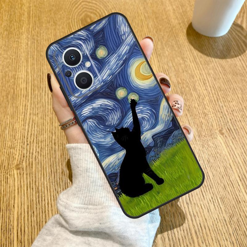 Чехол с картиной Ван Гога «Звездная ночь» для кошки для OPPO Find X6 X5 X3 X2 Pro Lite Neo Reno 7 3 4 5 6 8 Lite 8T 2Z 4Z 5Z Чехол Coque
