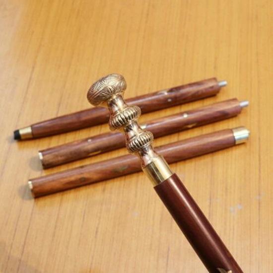 Трость деревянная с тяжелой латунной ручкой. Лучший подарок на День отца или матери.