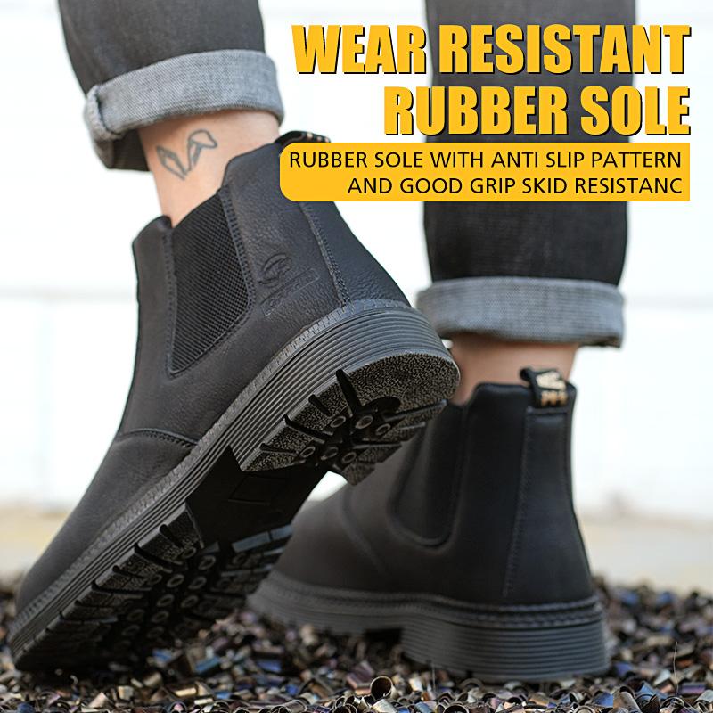 Мужские защитные ботинки, обувь со стальным носком, рабочая обувь, кожаные ботинки, неразрушимая обувь, устойчивые к проколам ботинки
