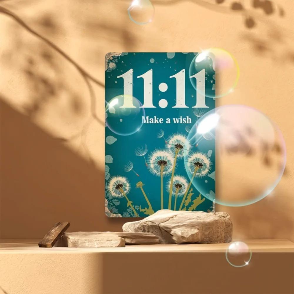 Retro Dandelion "Make a Wish at 11:11" Metal Wall Art Sign for Rustic Vintage Home Decor