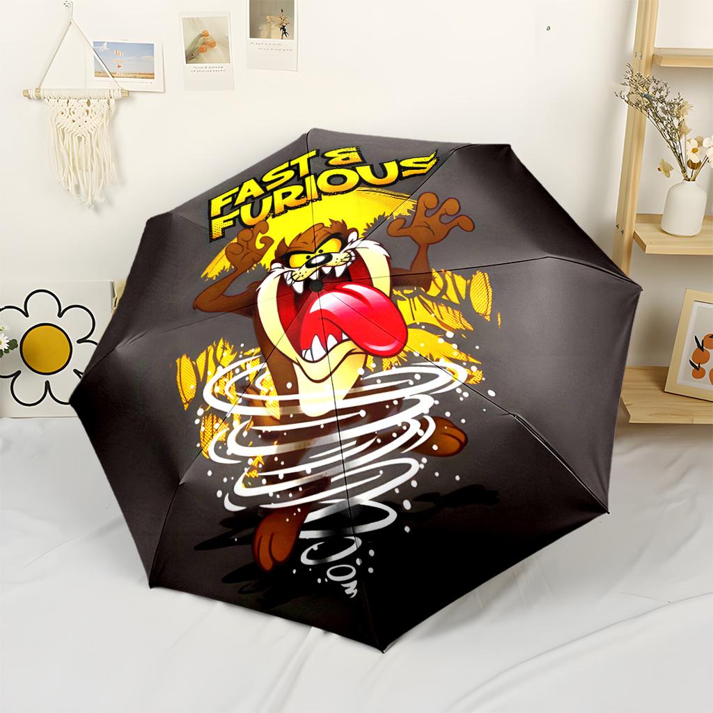 Fast & Furious Looney Tunes Edition Portable Automatic Umbrella Folding Umbrella with 8 Ribs Lightweight for Outdoor Daily Use